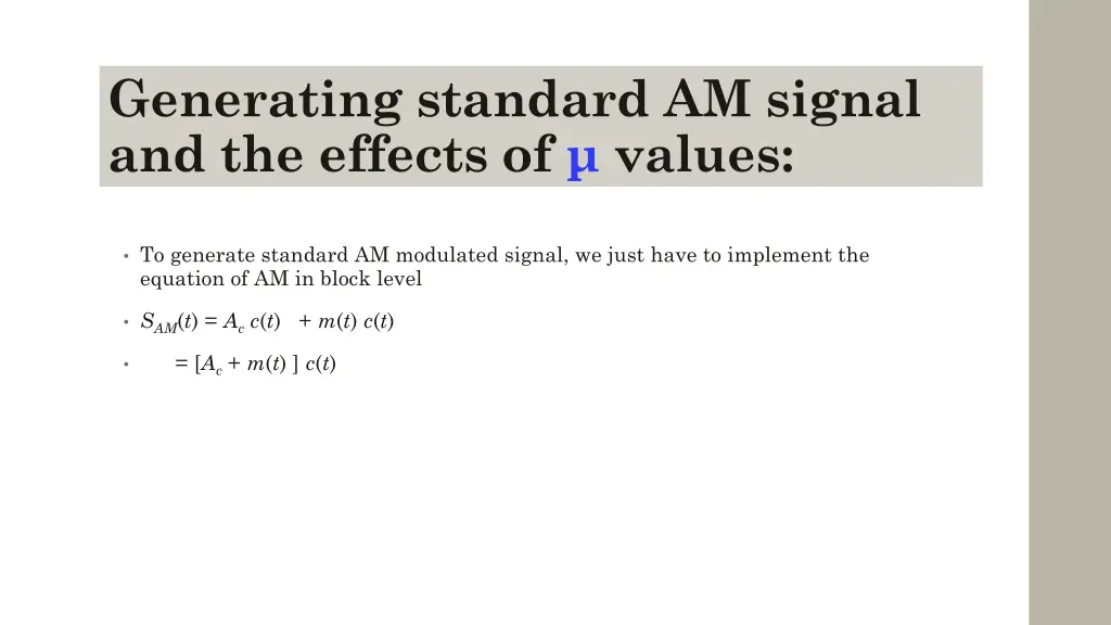 generating standard am signal and the effects