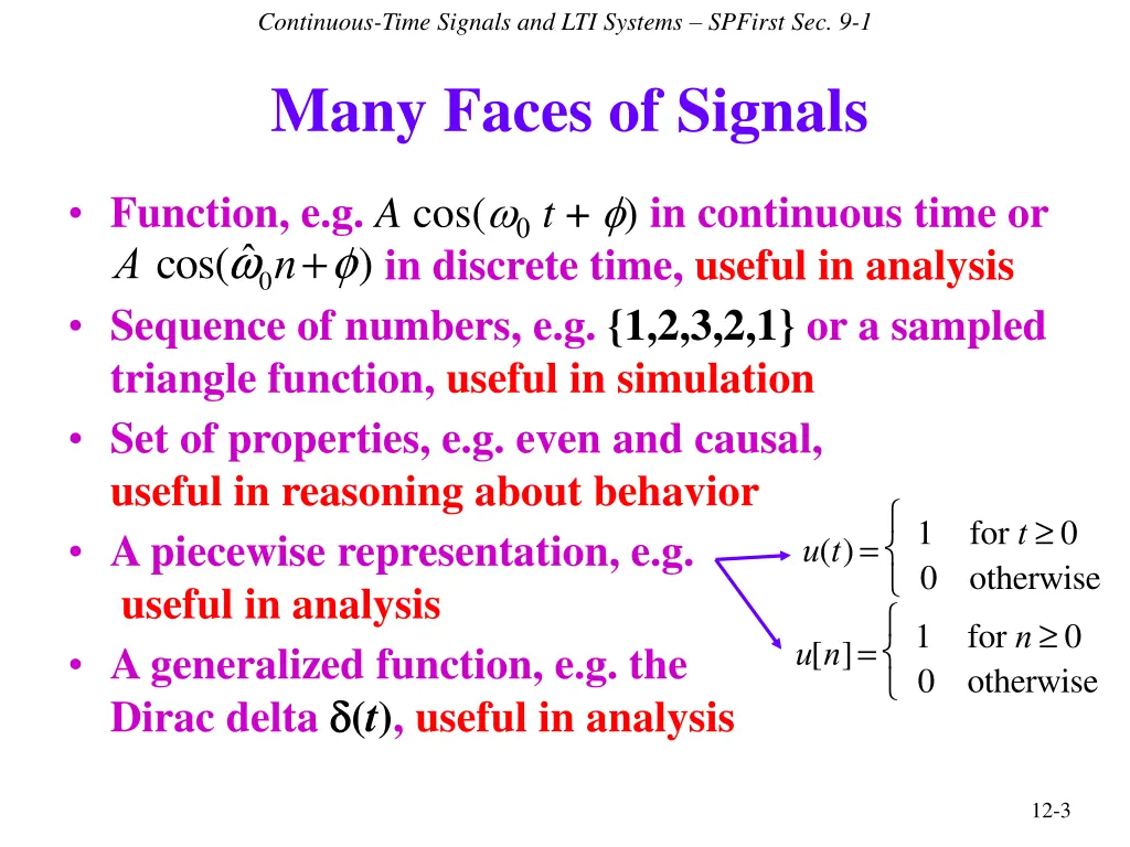 continuous time signals and lti systems spfirst 1