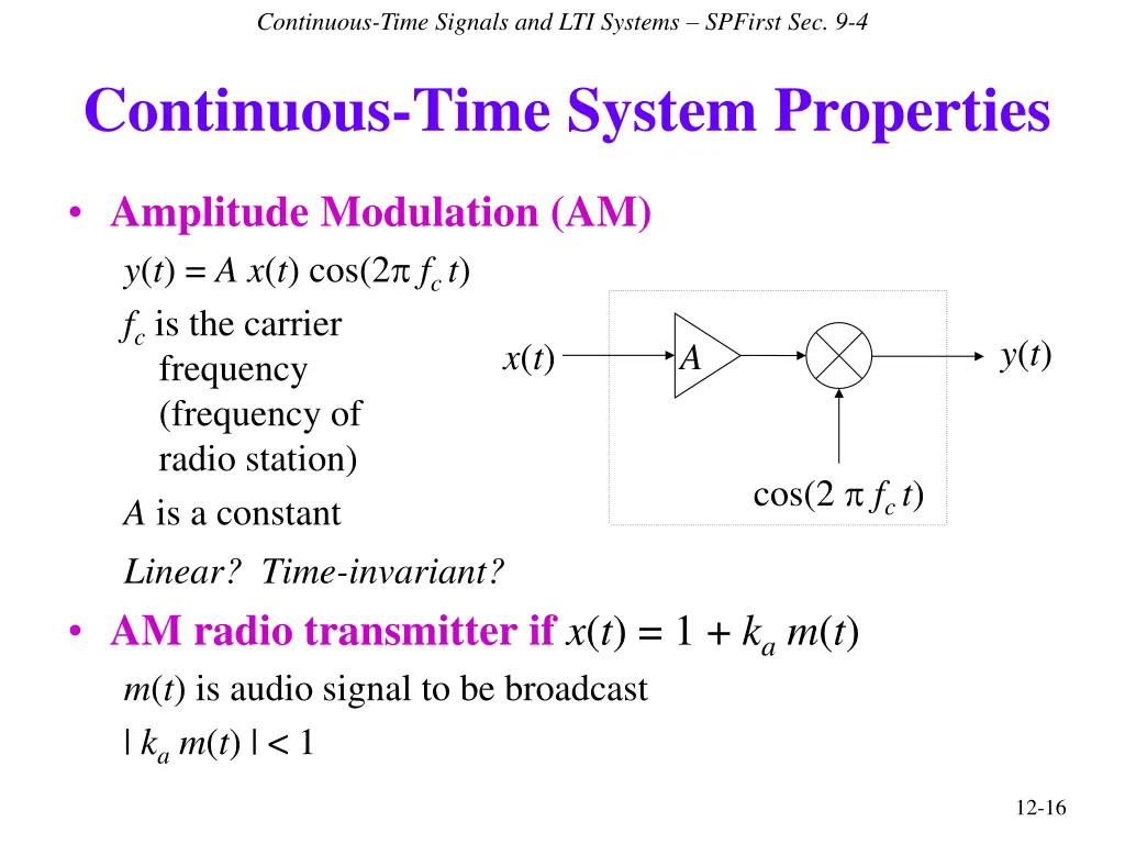 continuous time signals and lti systems spfirst 12