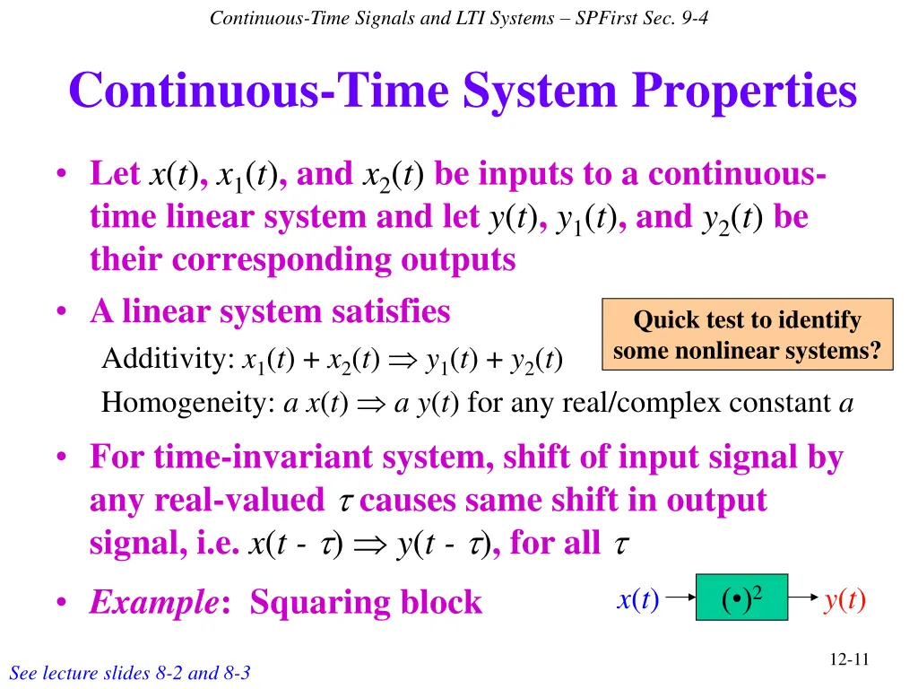 continuous time signals and lti systems spfirst 9