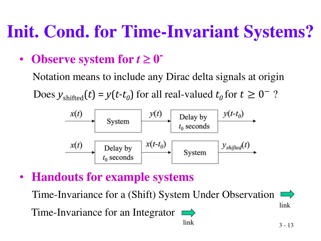 init cond for time invariant systems