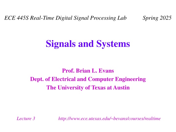 ece 445s real time digital signal processing