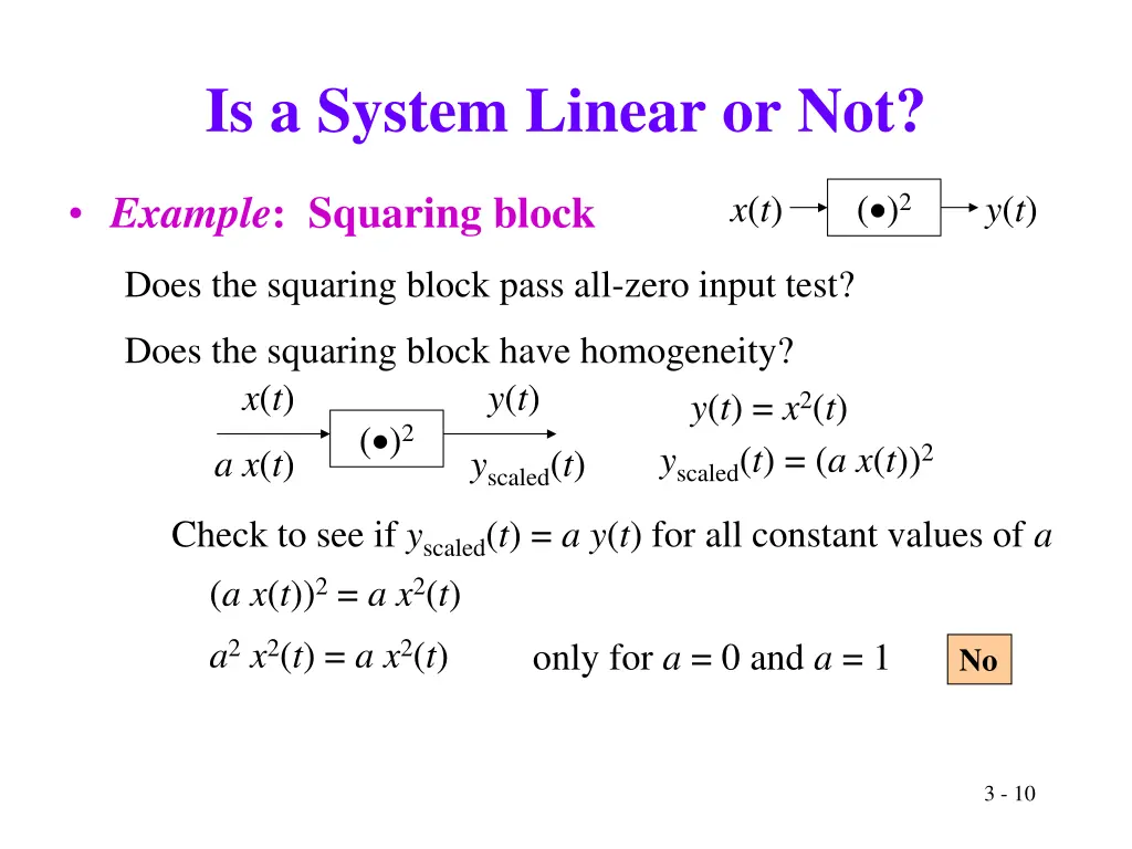 is a system linear or not