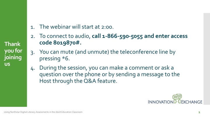 1 the webinar will start at 2 00