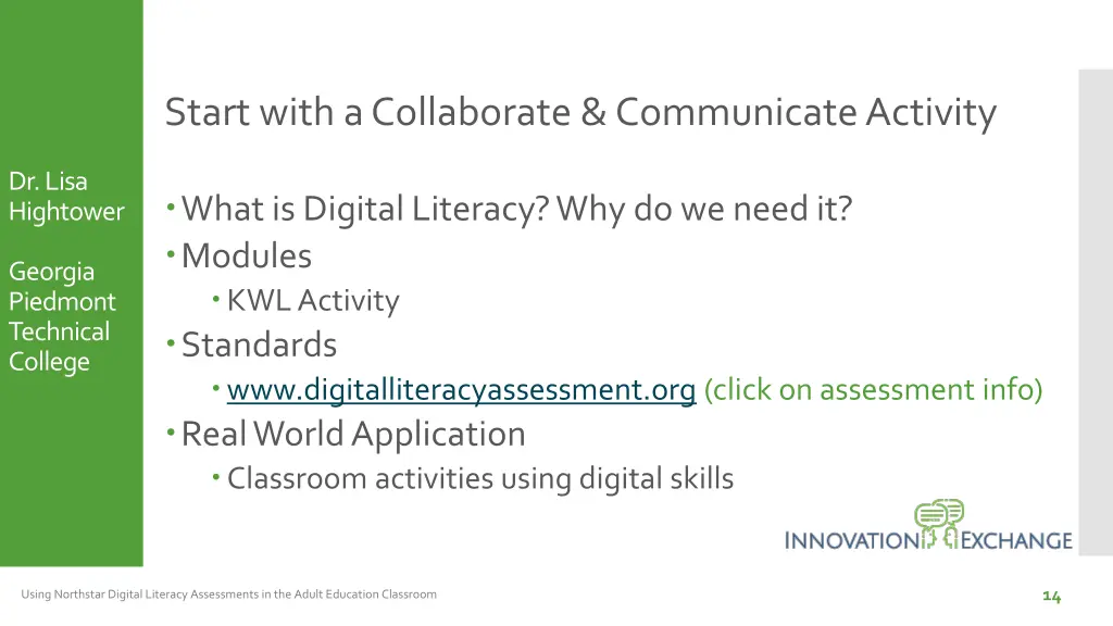 start with a collaborate communicate activity