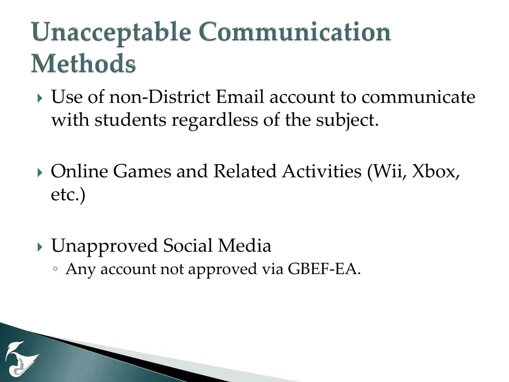 use of non district email account to communicate