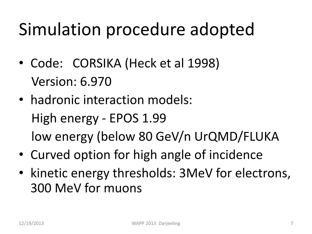 simulation procedure adopted