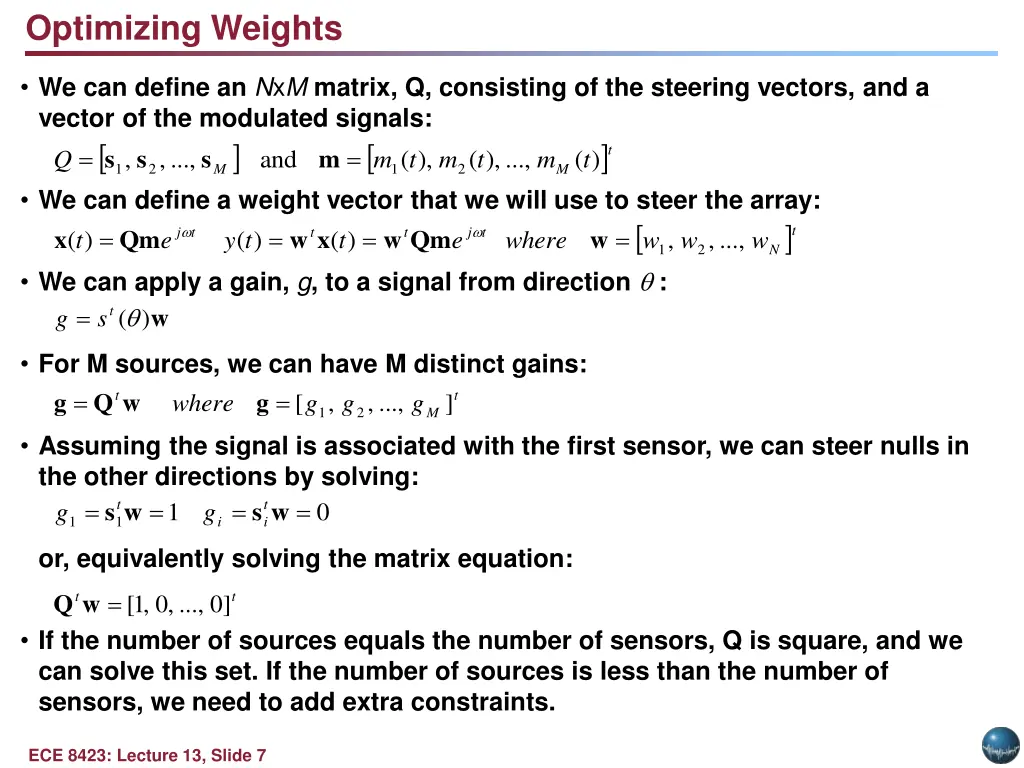 optimizing weights
