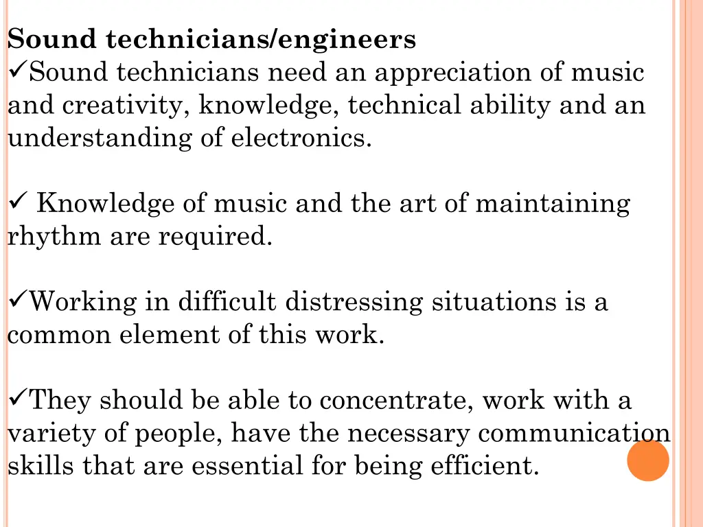 sound technicians engineers sound technicians