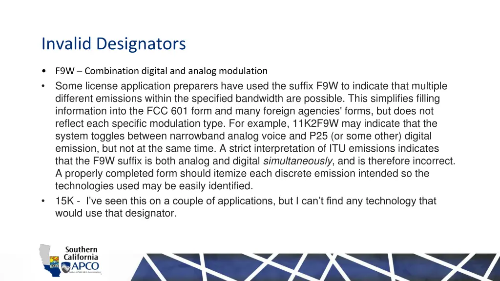invalid designators