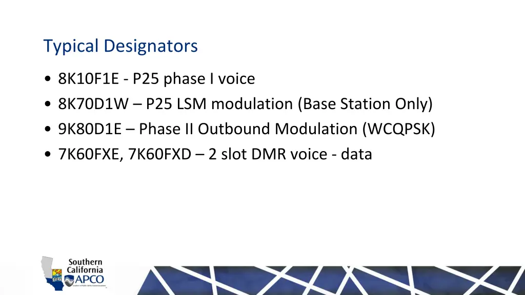 typical designators 1
