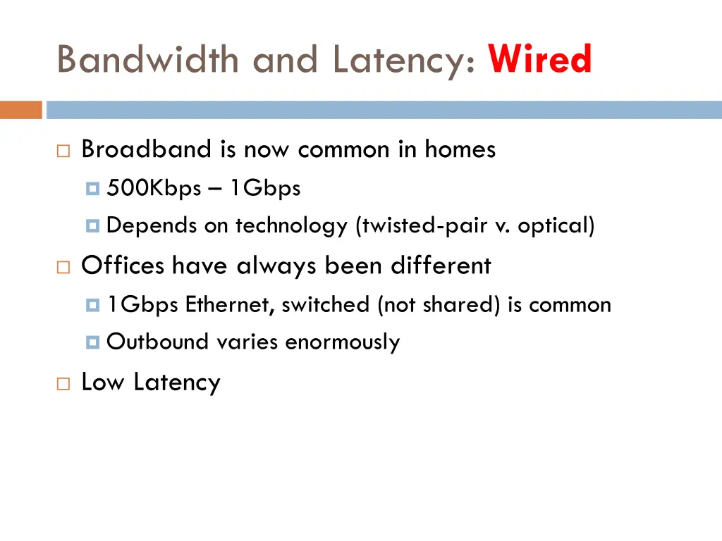bandwidth and latency wired