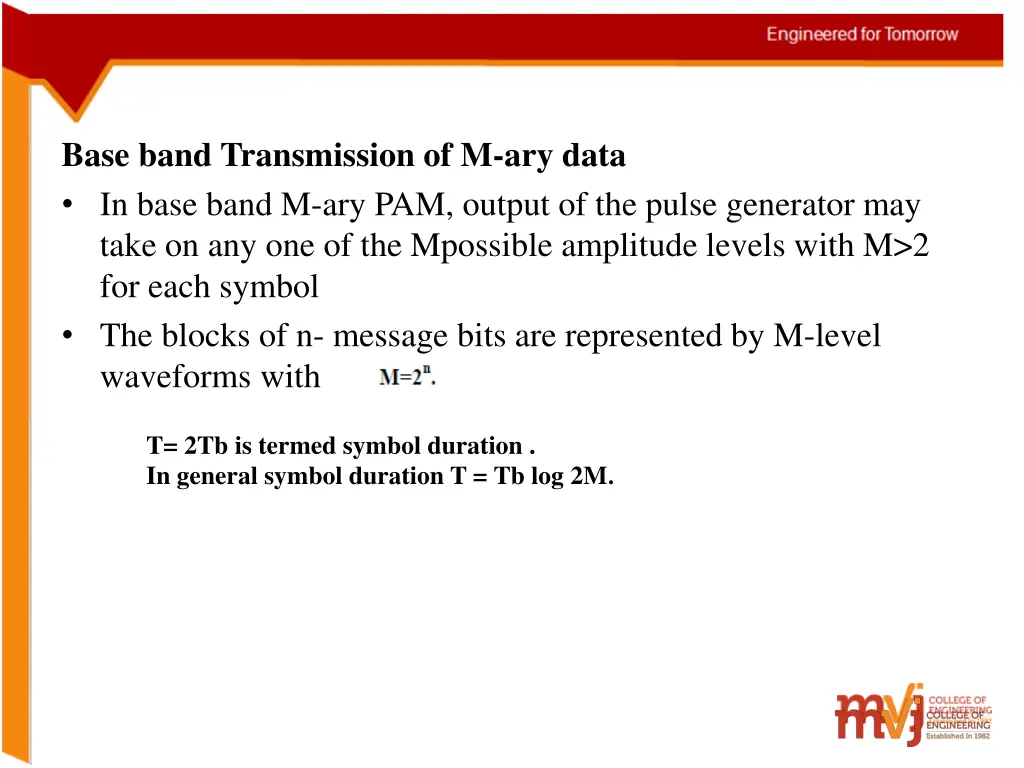 base band transmission of m ary data in base band