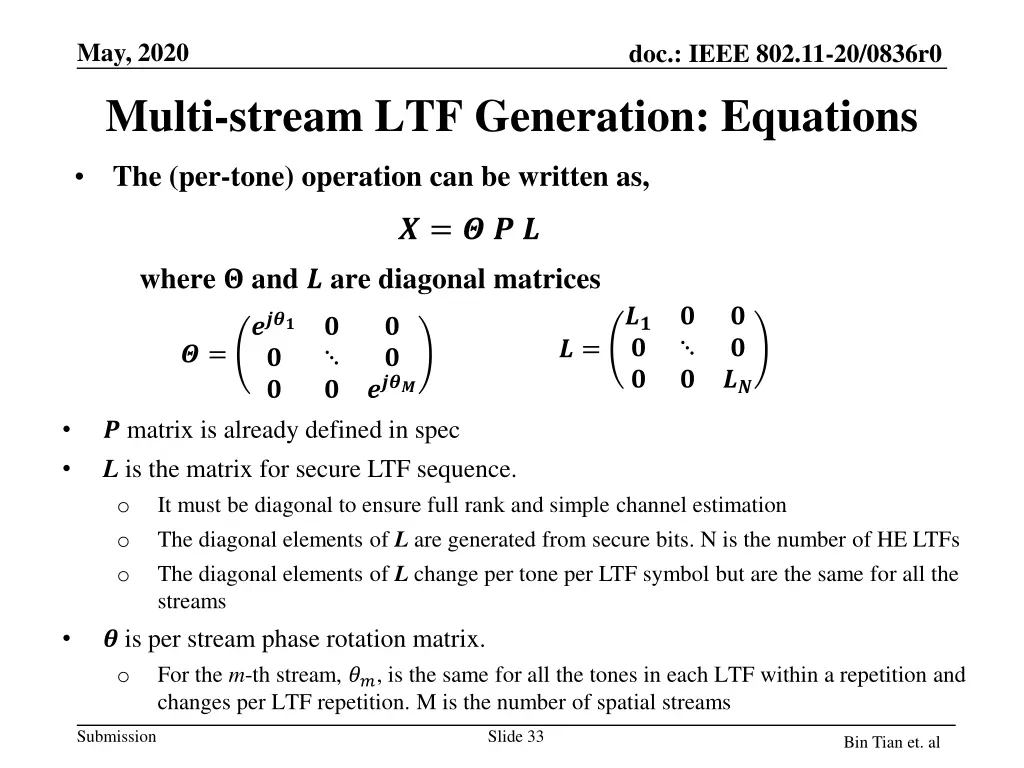 may 2020 multi stream ltf generation equations