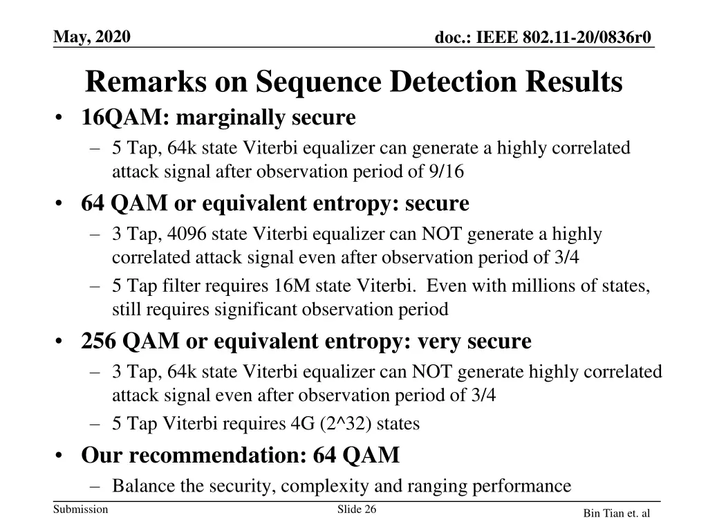 may 2020 remarks on sequence detection results