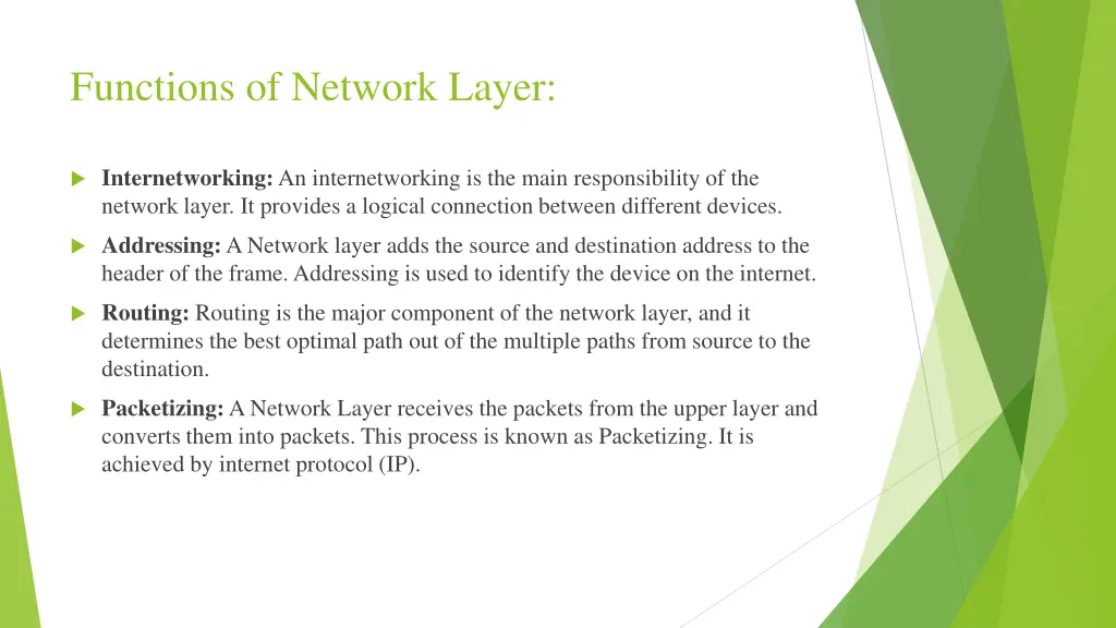 functions of network layer