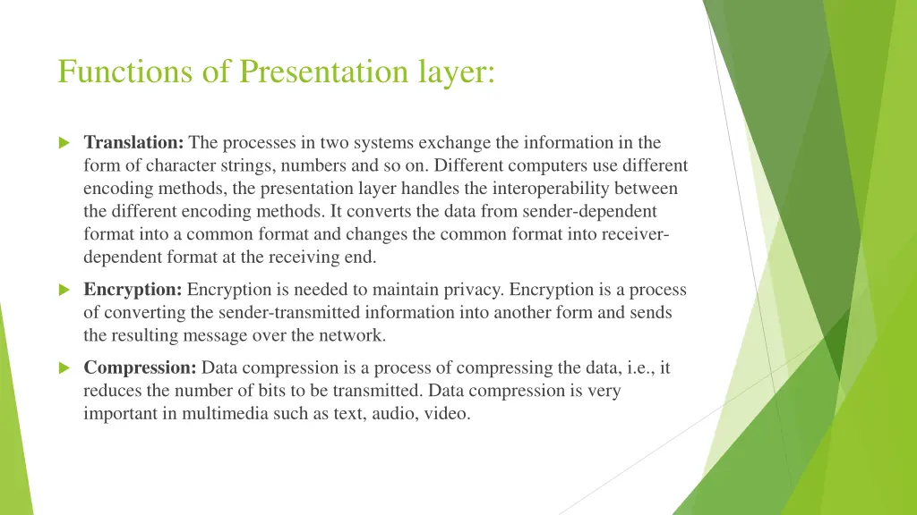 functions of presentation layer