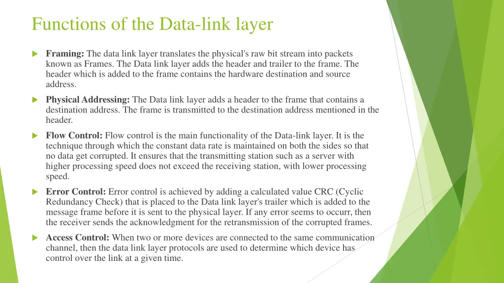 functions of the data link layer