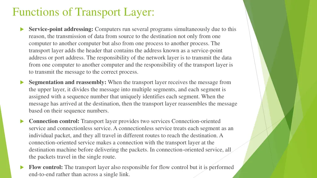 functions of transport layer