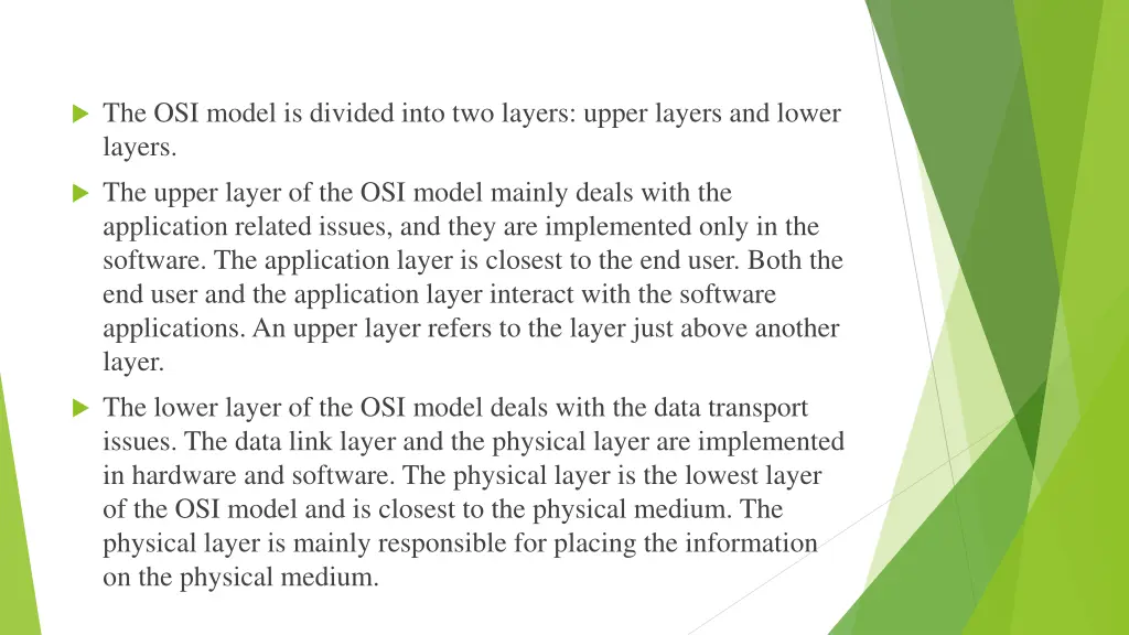 the osi model is divided into two layers upper