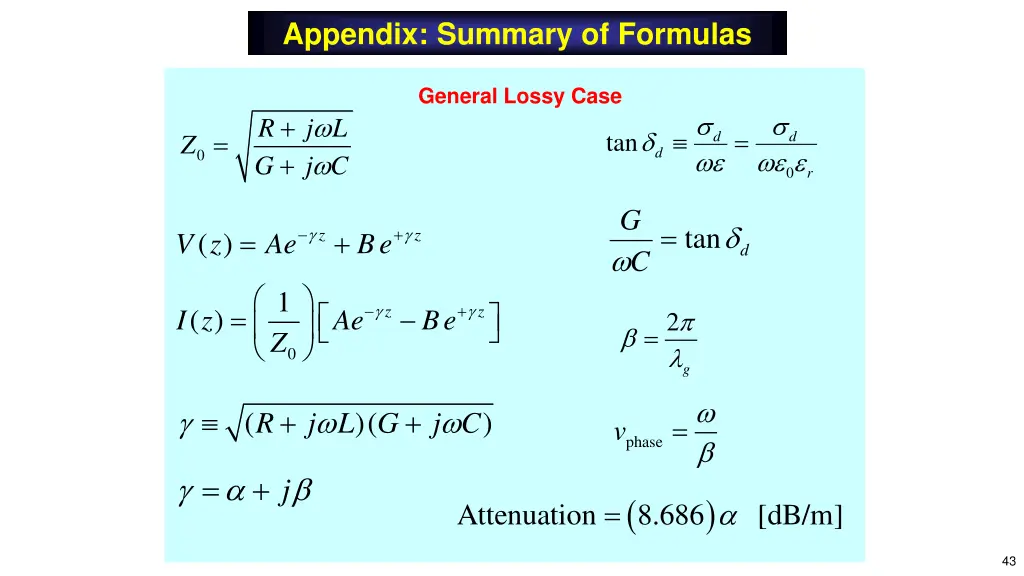 appendix summary of formulas