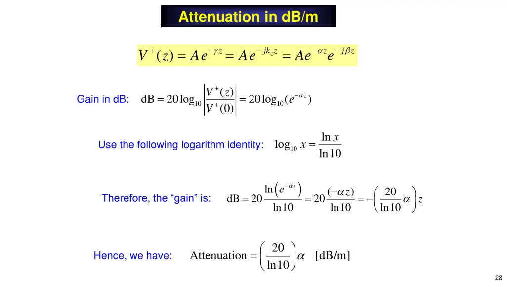 attenuation in db m