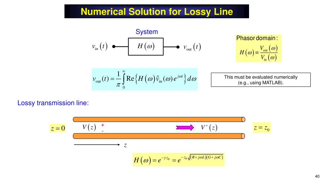 numerical solution for lossy line