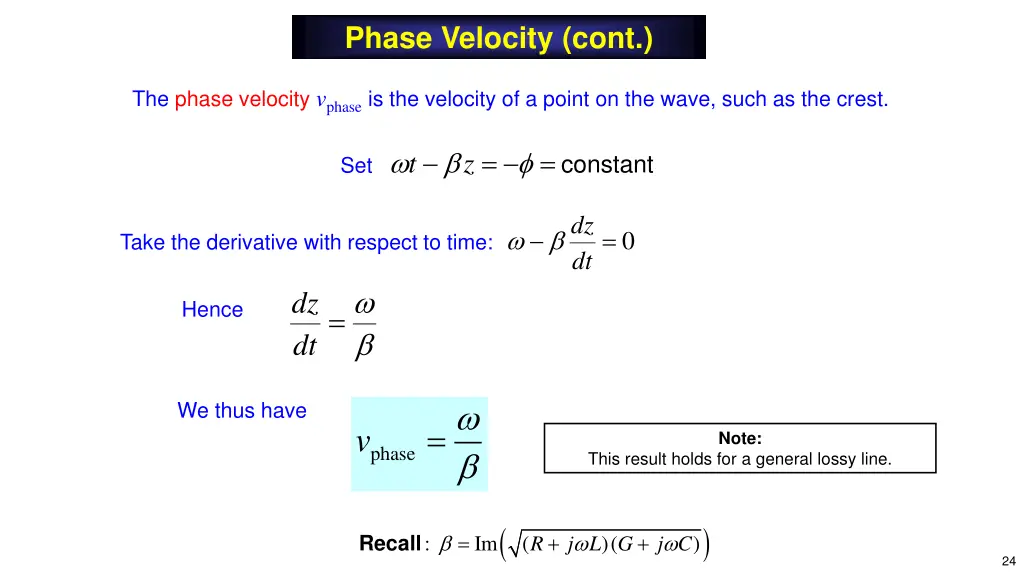 phase velocity cont