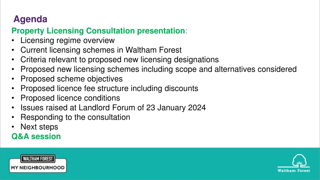 agenda property licensing consultation