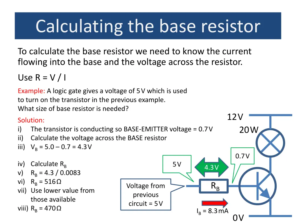 calculating the base resistor