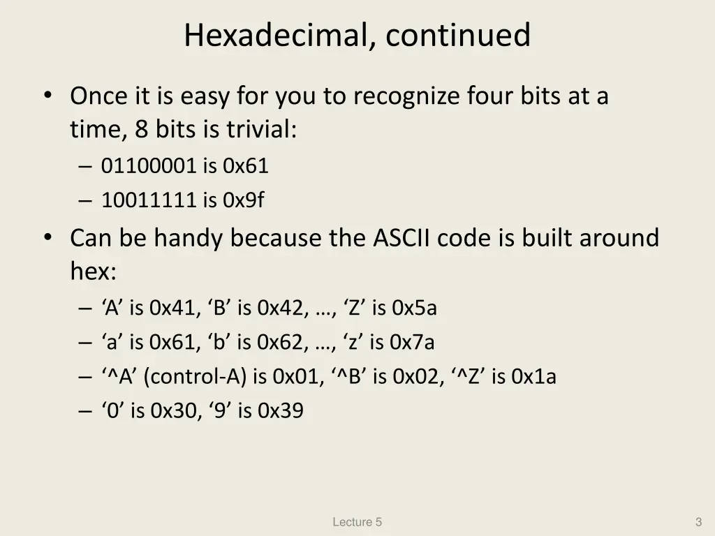 hexadecimal continued