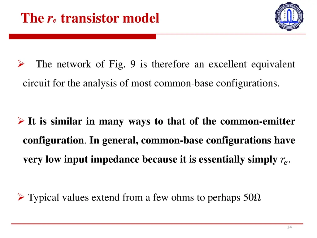 the r e transistor model 12