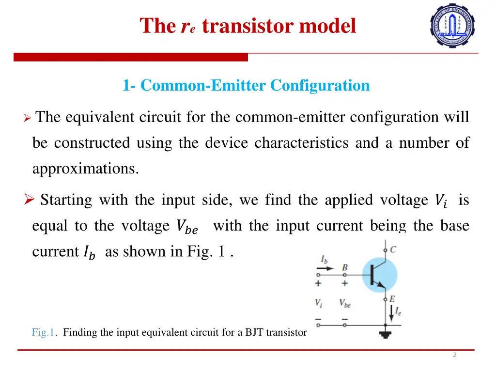 the r e transistor model