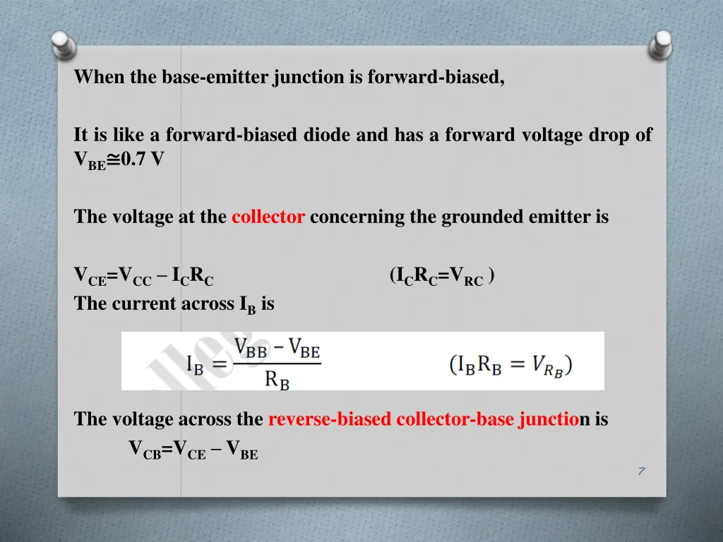 when the base emitter junction is forward biased