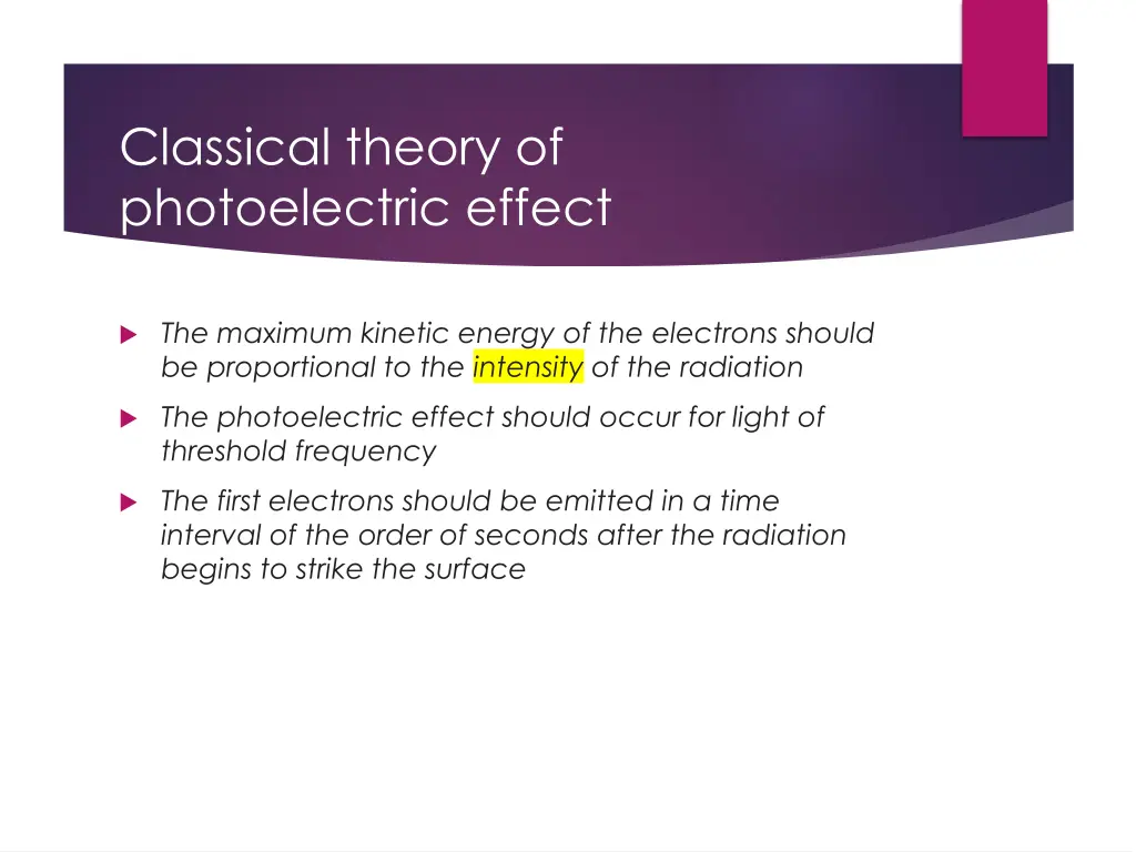 classical theory of photoelectric effect