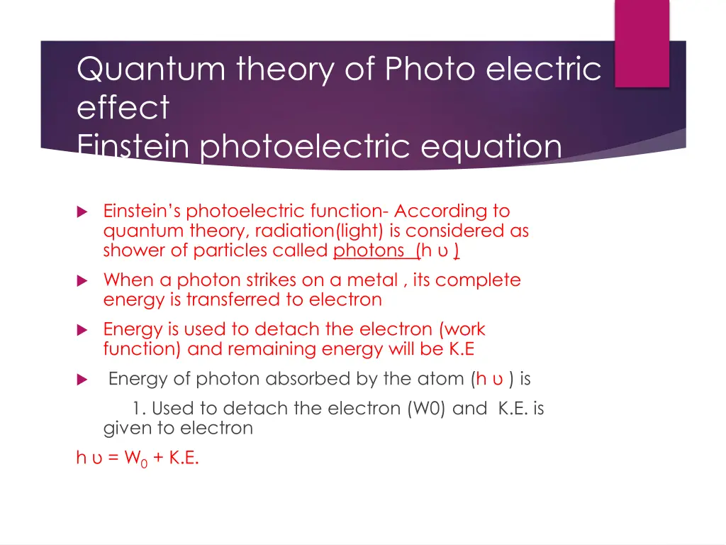 quantum theory of photo electric effect einstein