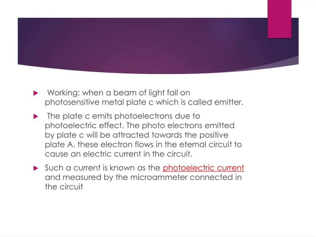 working when a beam of light fall