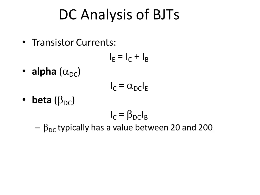 dc analysis of bjts