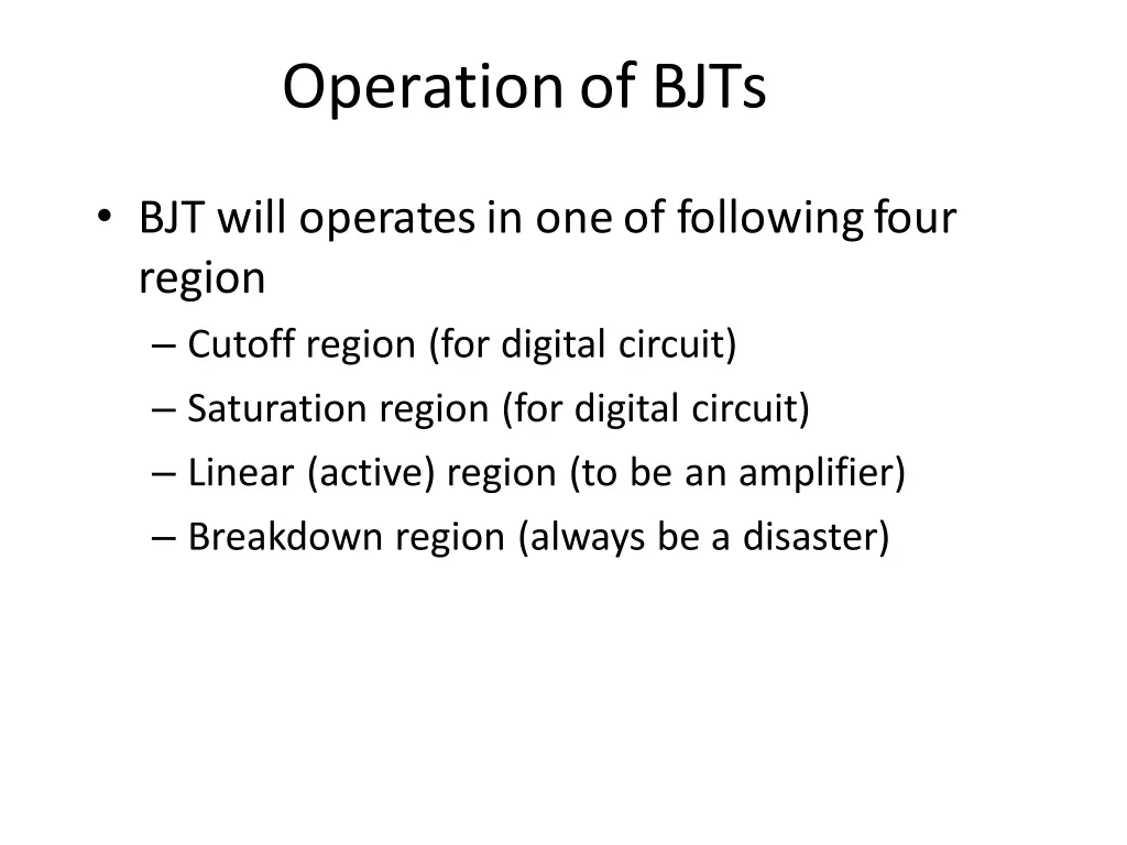 operationof bjts