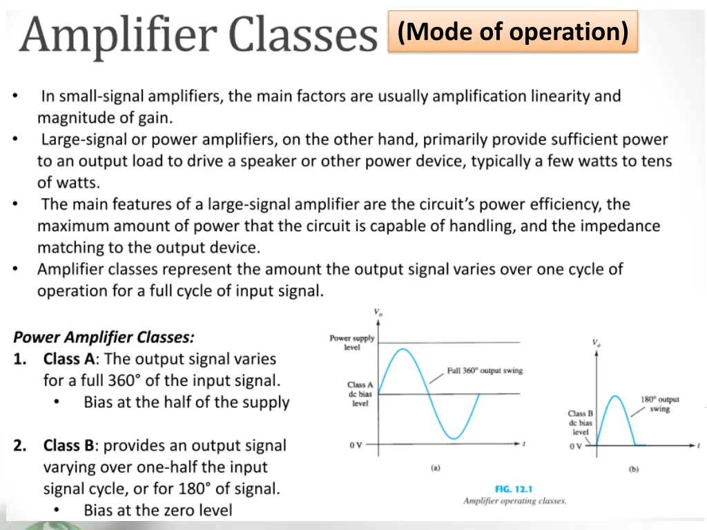 mode of operation