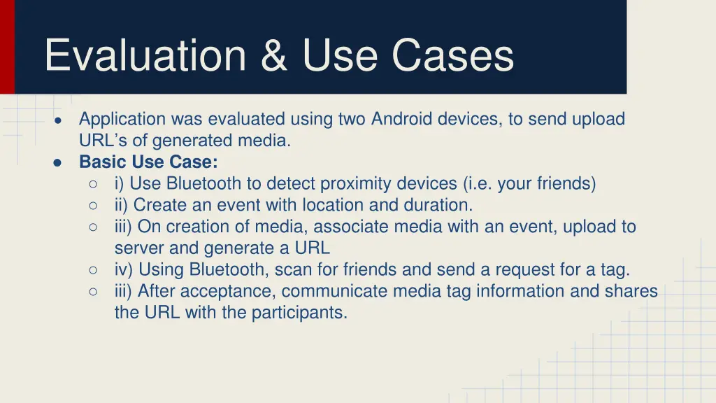 evaluation use cases