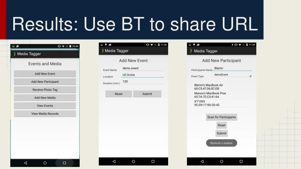 results use bt to share url