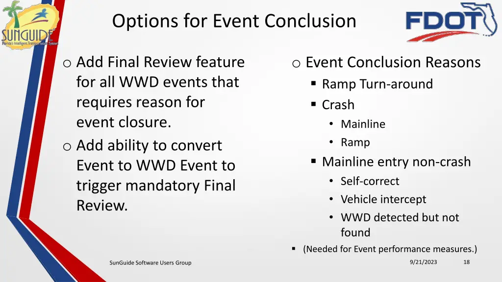 options for event conclusion