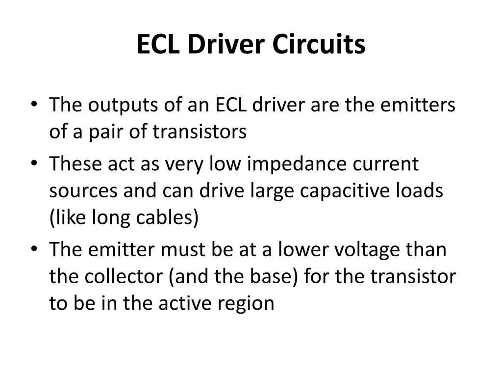 ecl driver circuits