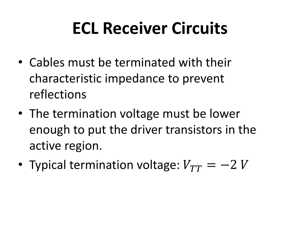 ecl receiver circuits