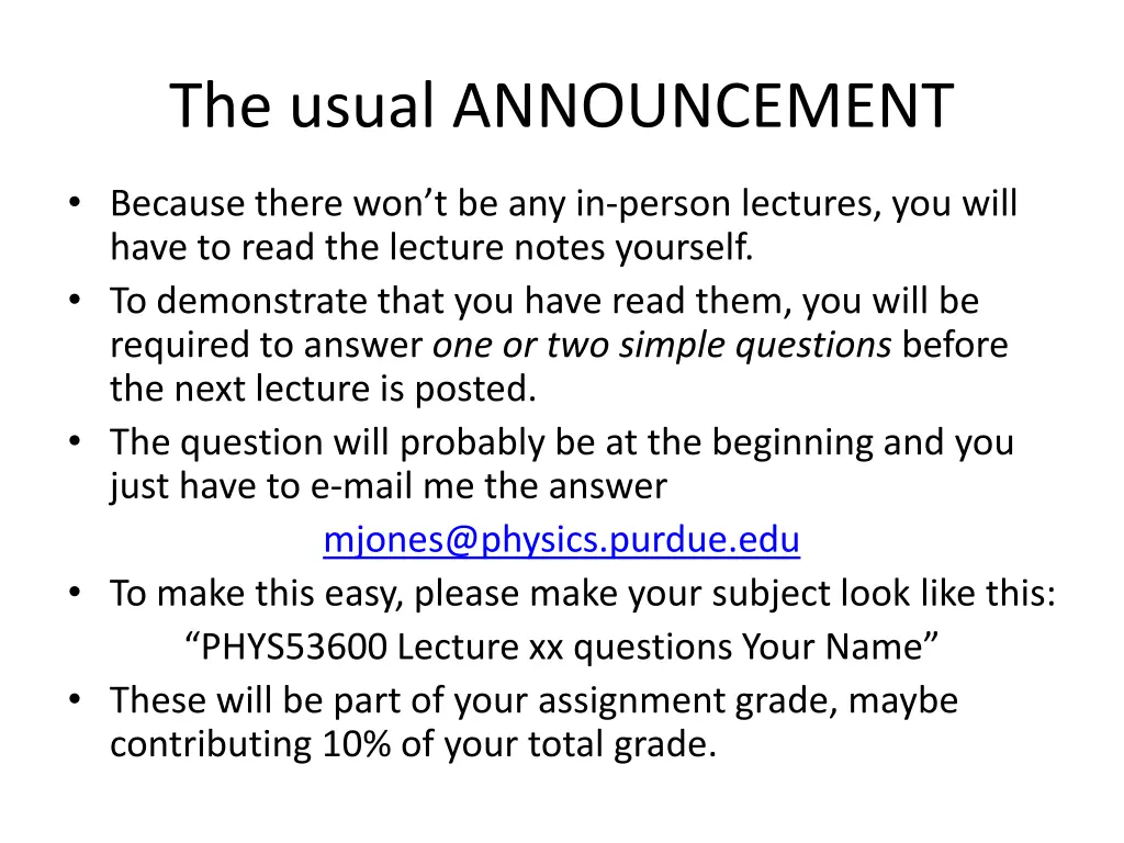 the usual announcement 1