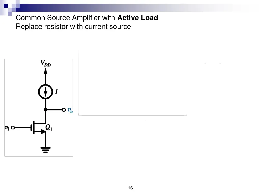 common source amplifier with active load replace