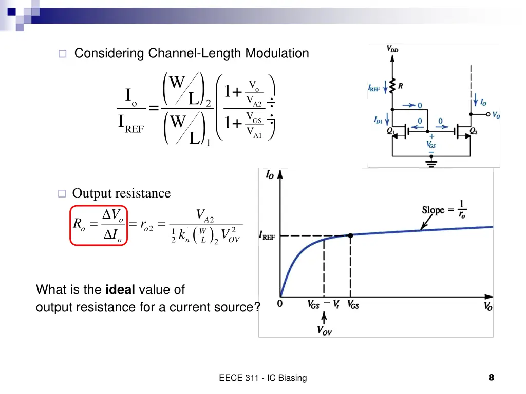 considering channel length modulation w