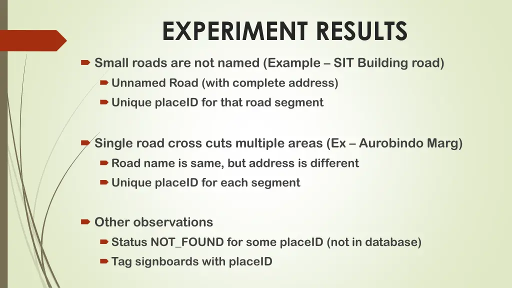 experiment results