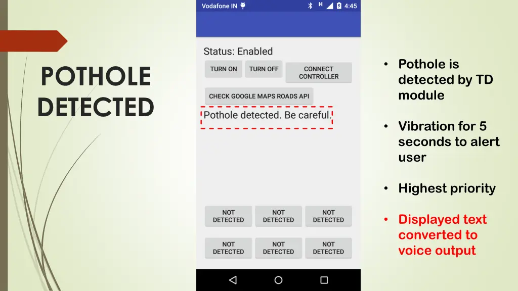 pothole is detected by td module